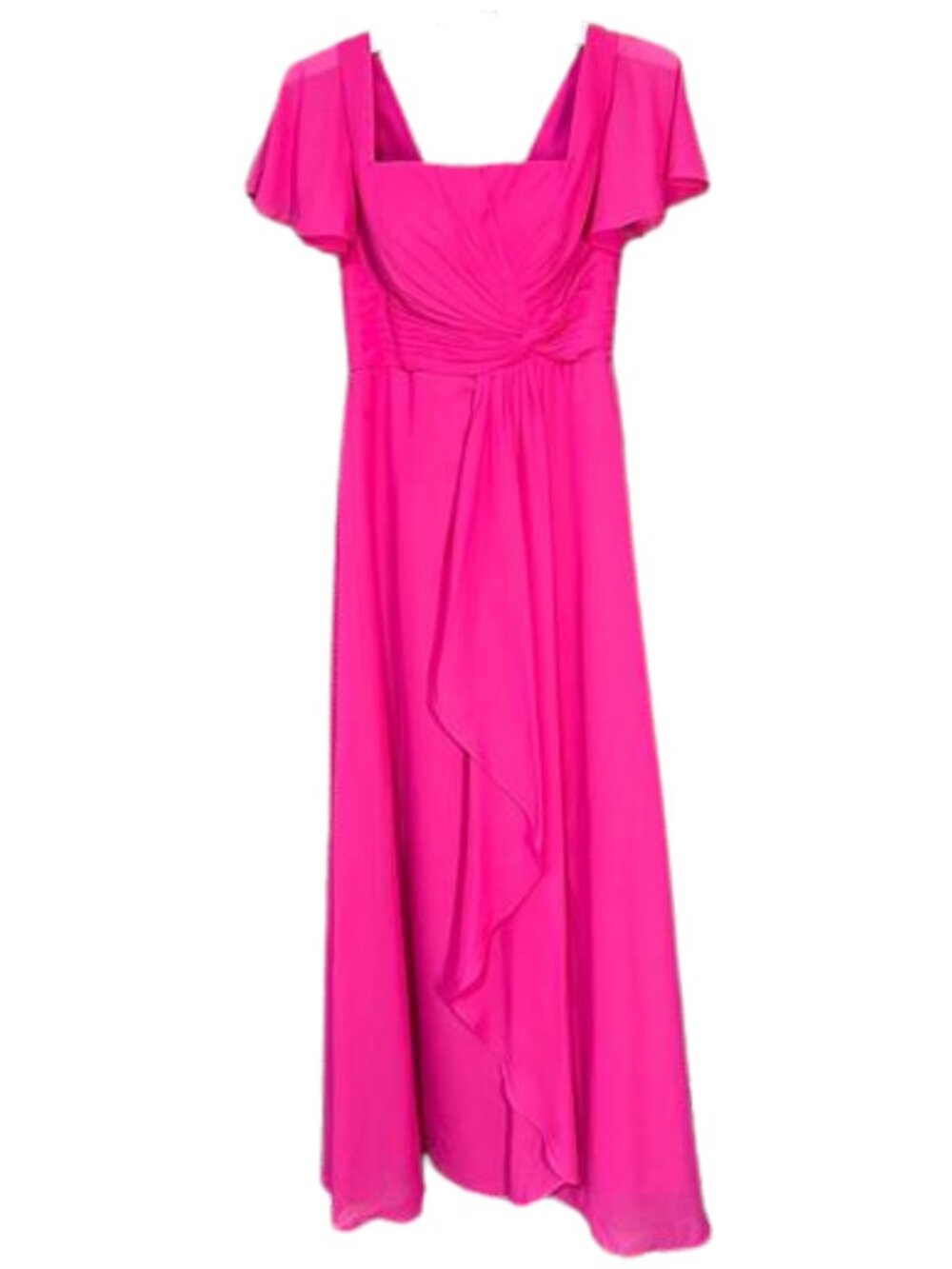 Hot Pink Chiffon Maxi Dress Size 8 NWT Bridesmaid Wedding Guest Side Slit - Picture 2 of 8